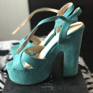 Turquoise Suede Platform high heels